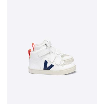 Kids' Veja V-10 MID CWL High Tops White/Blue/Orange | ZA 707ILH